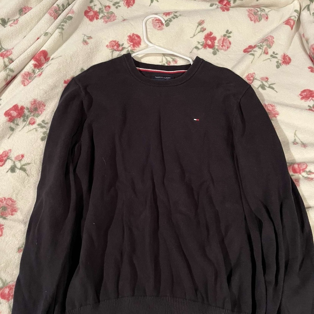 Tommy Hilfiger Black Crewneck Sweater Classic Knit